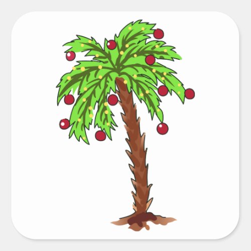 Decorated Palm Tree Square Sticker
