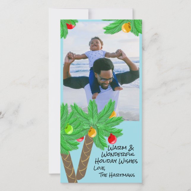 Decorated Palm Trees Christmas Photo (Front)