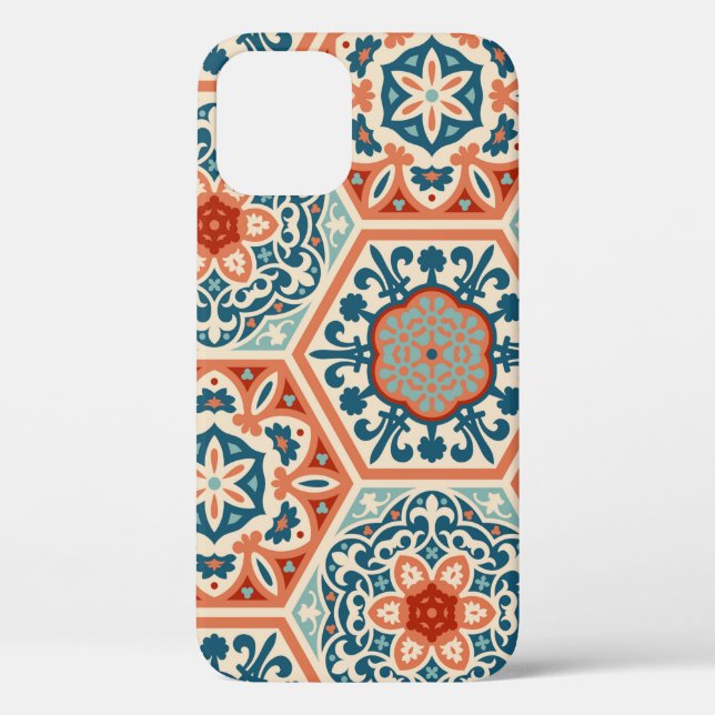 Decorated patterned hexagon cement ceramic tiles,  Case-Mate iPhone case (Back)
