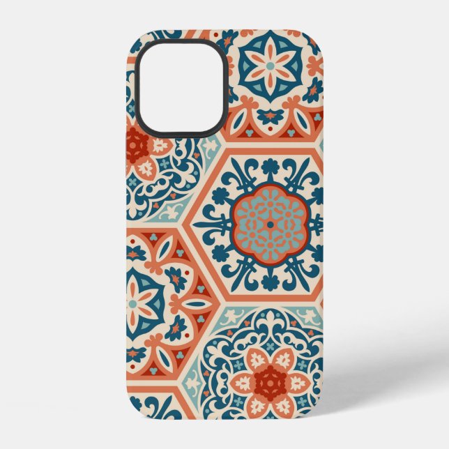 Decorated patterned hexagon cement ceramic tiles,  iphone case (Back)