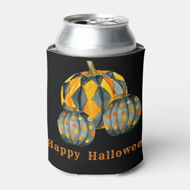 Decorated Pumpkins Halloween Customizable  Can Cooler (Can Front)