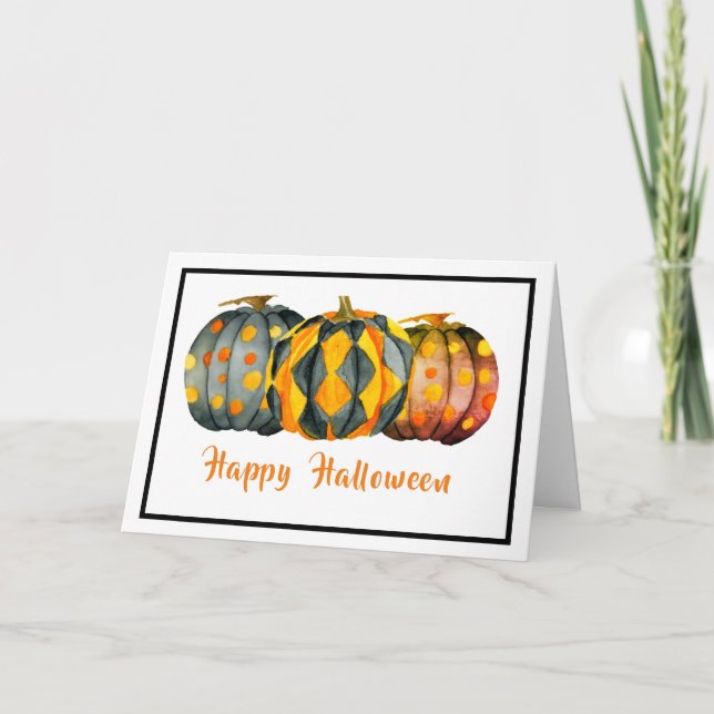 Decorated Pumpkins Halloween Customizable   Card (Front)