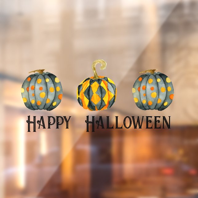 Decorated Pumpkins Halloween Customizable Window Cling (Sheet 2)