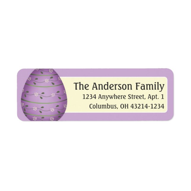 Decorated Purple Easter Egg d4 Address Labels (Front)