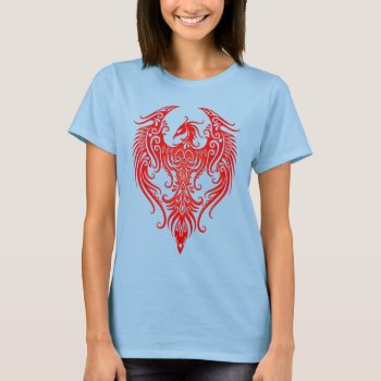 Decorated Red Tribal Phoenix T-shirt by JeffBartels at Zazzle