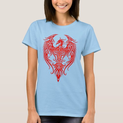 Decorated Red Tribal Phoenix T_Shirt