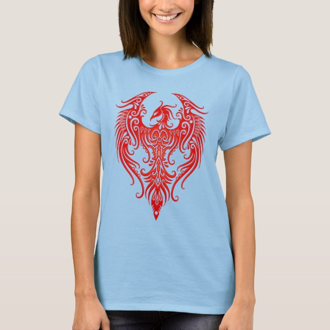 Decorated Red Tribal Phoenix T-Shirt (Front)