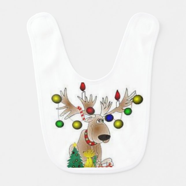 ***DECORATED REINDEER FOR CHRISTMAS*** BABY'S BIB (Front)