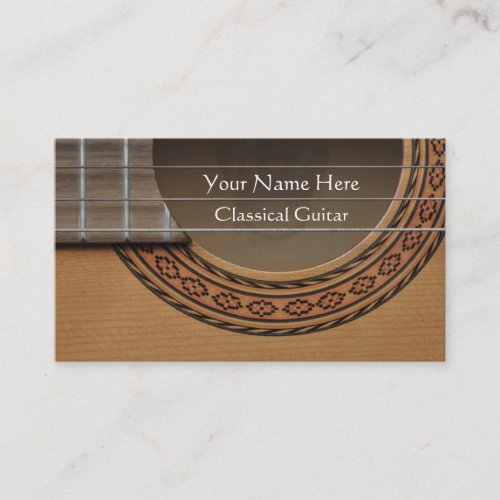Decorated rosette of a classical guitar business card