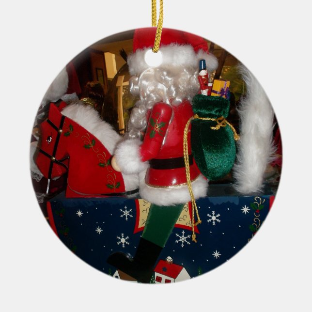 Decorated Santa Claus Christmas Art Print/Design Ceramic Ornament (Front)