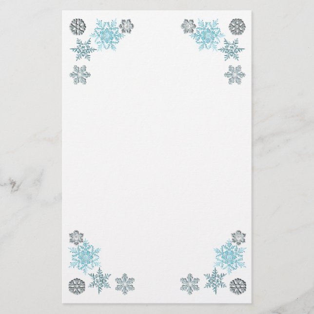 Decorated Snowflakes Stationery (Front)