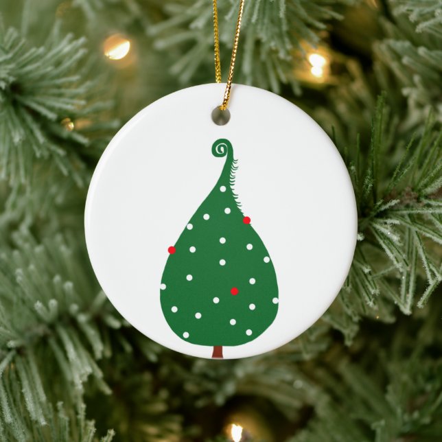 Decorated spruce christmas tree  ceramic ornament (Tree)