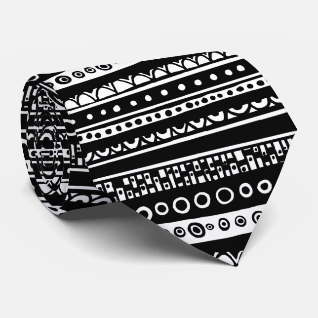 Decorated Stripes - Larger Pattern. Neck Tie (Rolled)