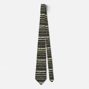 Decorated Stripes - Pale Yellow - (Lrg Pat) Neck Tie