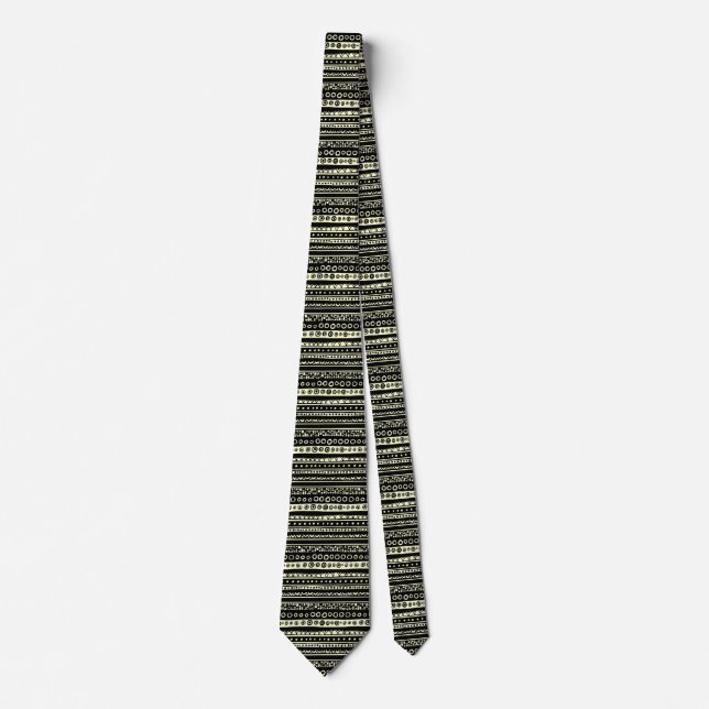 Decorated Stripes - Pale Yellow Neck Tie (Front)