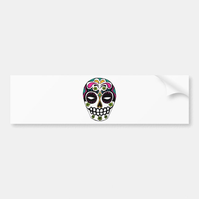 Decorated Sugar Skull Bumper Sticker (Front)