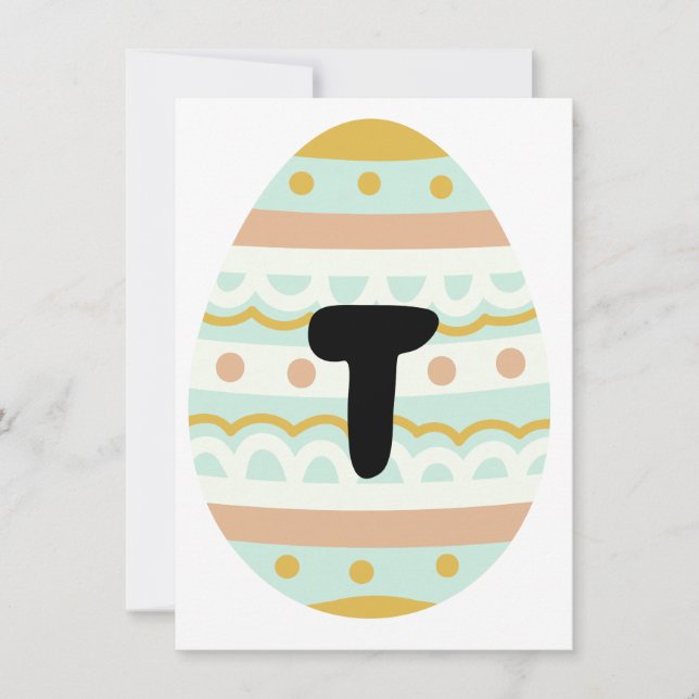 Decorated "T" Easter Egg Shape Bunting Banner Card (Front)