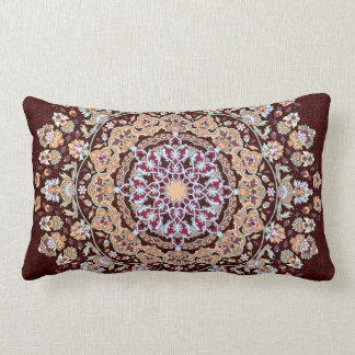 Decorated Tazhib of the Persian art in garnet Lumbar Pillow