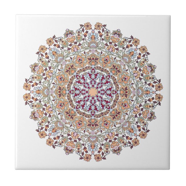 Decorated Tazhib of the Persian art, sends it Ceramic Tile (Front)