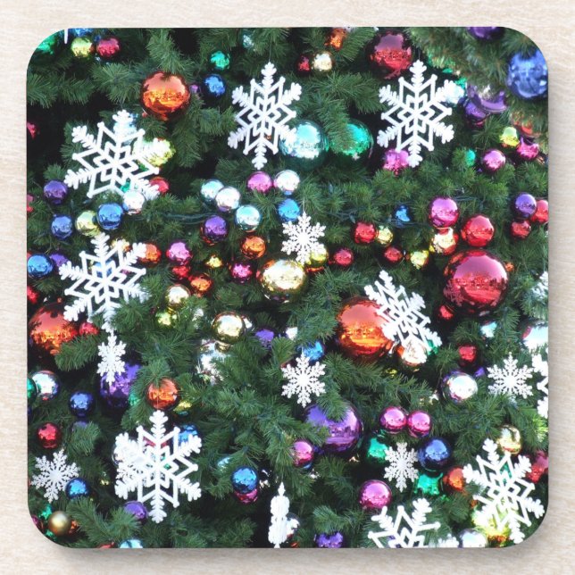 Decorated Tree Close Up Set of Cork Coasters (Front)