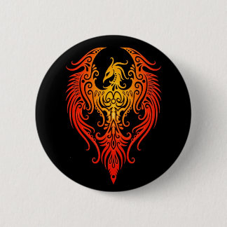 Decorated Tribal Phoenix Pinback Button