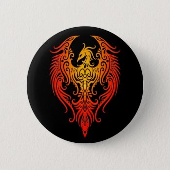 Decorated Tribal Phoenix Pinback Button by JeffBartels at Zazzle