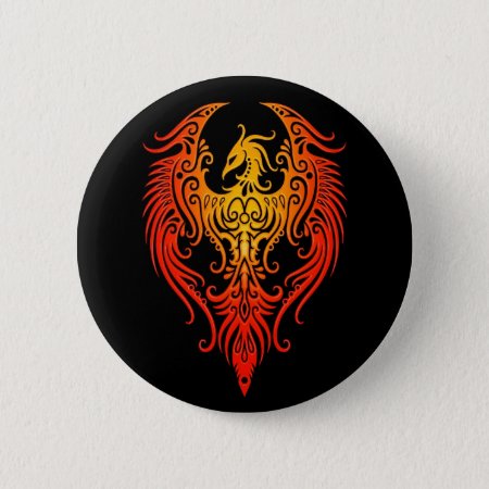 Decorated Tribal Phoenix Pinback Button