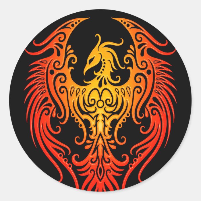 Decorated Tribal Phoenix Round Stickers