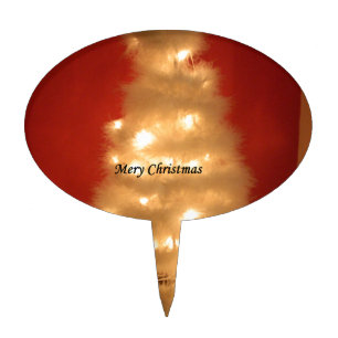 Decorated White Christmas Tree Collection Cake Topper