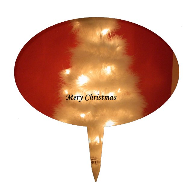 Decorated White Christmas Tree Collection Cake Topper (Front)