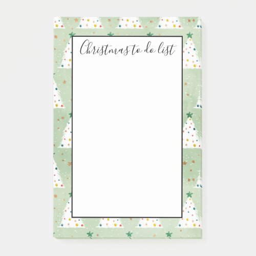 Decorated White Xmas Trees Green Star To Do List Post_it Notes