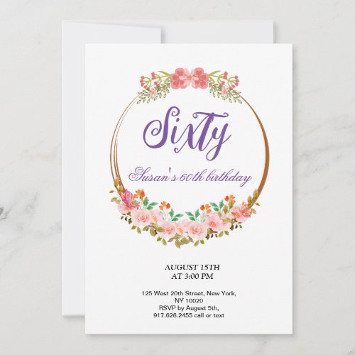 decorated with flowers Birthday Party Invitation