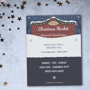 Decorated Wooden Sign - Christmas Market Flyer