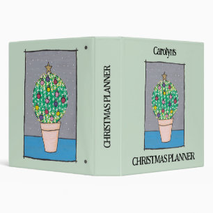 Decorated Xmas fat round cactus planner, your name 3 Ring Binder