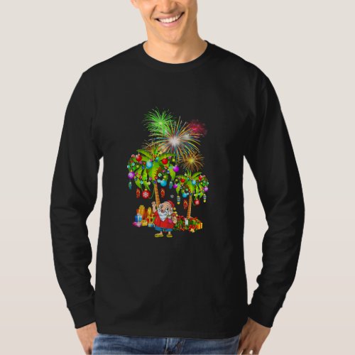 Decorated Xmas Palm Tree Tropical Christmas T_Shirt