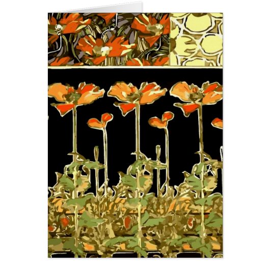 Decoratifs (Orange Flowers) by Alphonse Mucha Cards (Front)