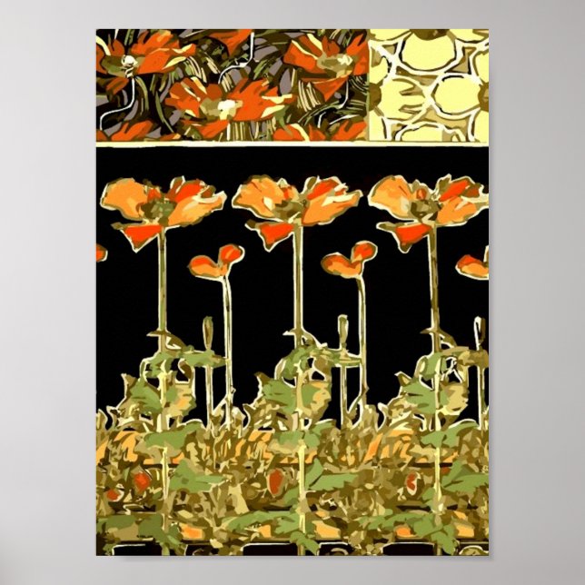 Decoratifs (Orange Flowers) by Alphonse Mucha  Vec Poster (Front)