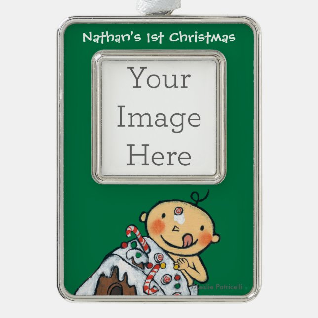 Decorating a Gingerbread House for Christmas Ornament (Front)