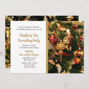 Decorating Christmas Tree Holiday Party Invitation