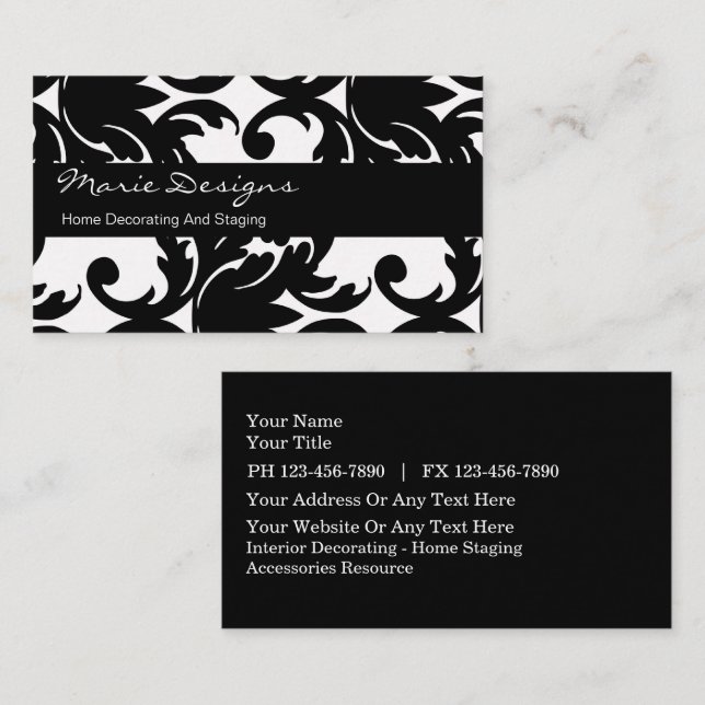Decorating Damask Pattern Chic Business Cards (Front/Back)