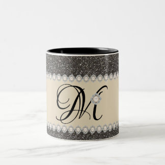 Decorating Girly Glitter Monogram Coffee Mug