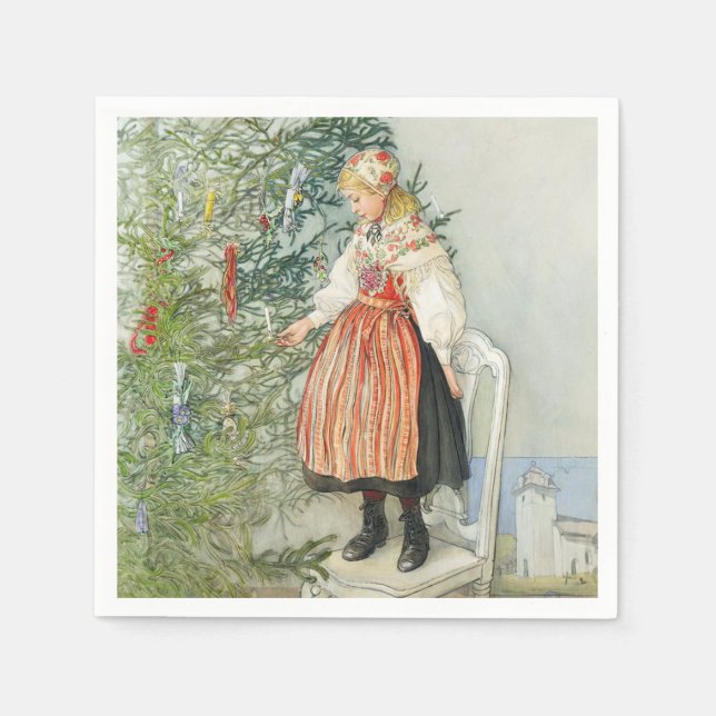 Decorating the Christmas Tree - Carl Larsson Napkins (Front)