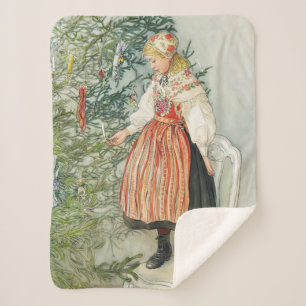 Decorating the Christmas Tree - Carl Larsson Sherpa Blanket