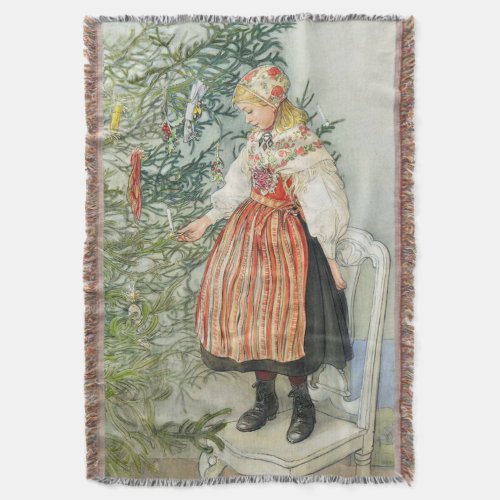 Decorating the Christmas Tree _ Carl Larsson Throw Blanket