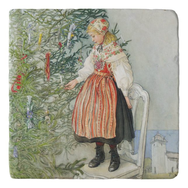 Decorating the Christmas Tree - Carl Larsson Trivet (Front)
