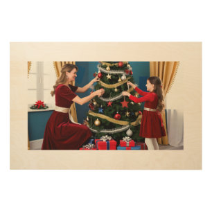 Decorating the Christmas Tree Together Wood Wall Art