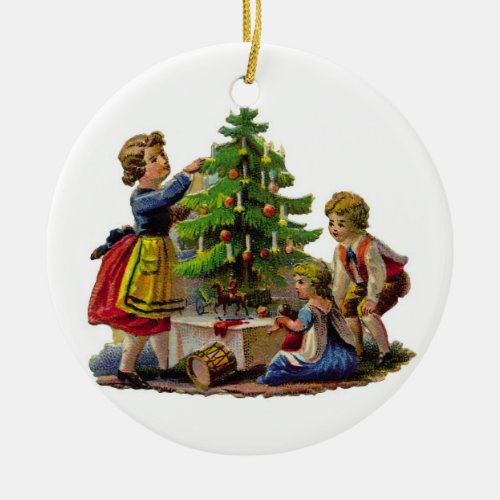 Decorating the Tree Ceramic Ornament