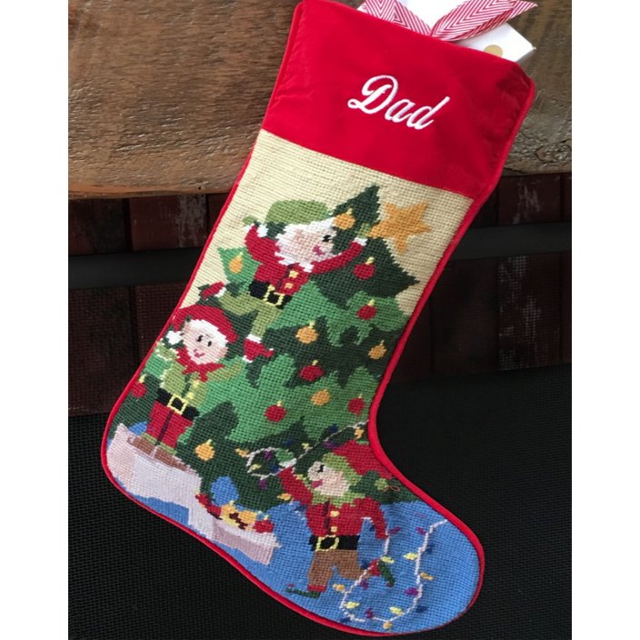 Decorating The Tree Needlepoint Christmas Stocking | Zazzle.com