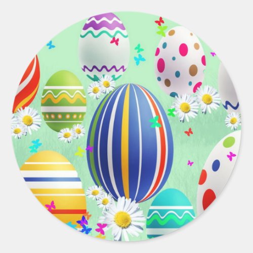 Decoration Easter Eggs Classic Round Sticker