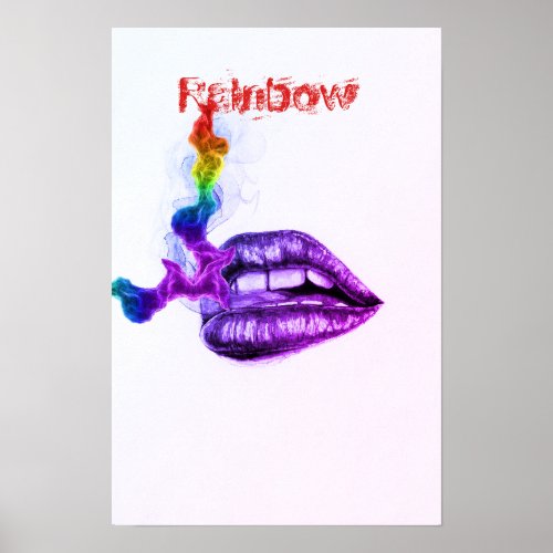 Dcoration murale lvres fume Rainbow Poster